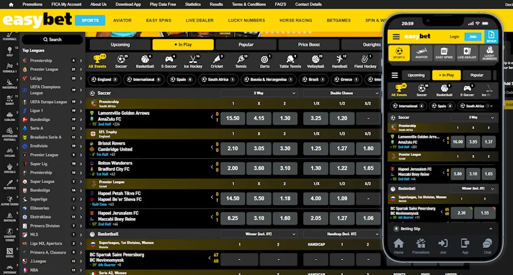 easybet Live Betting and Mobile live betting Screenshot